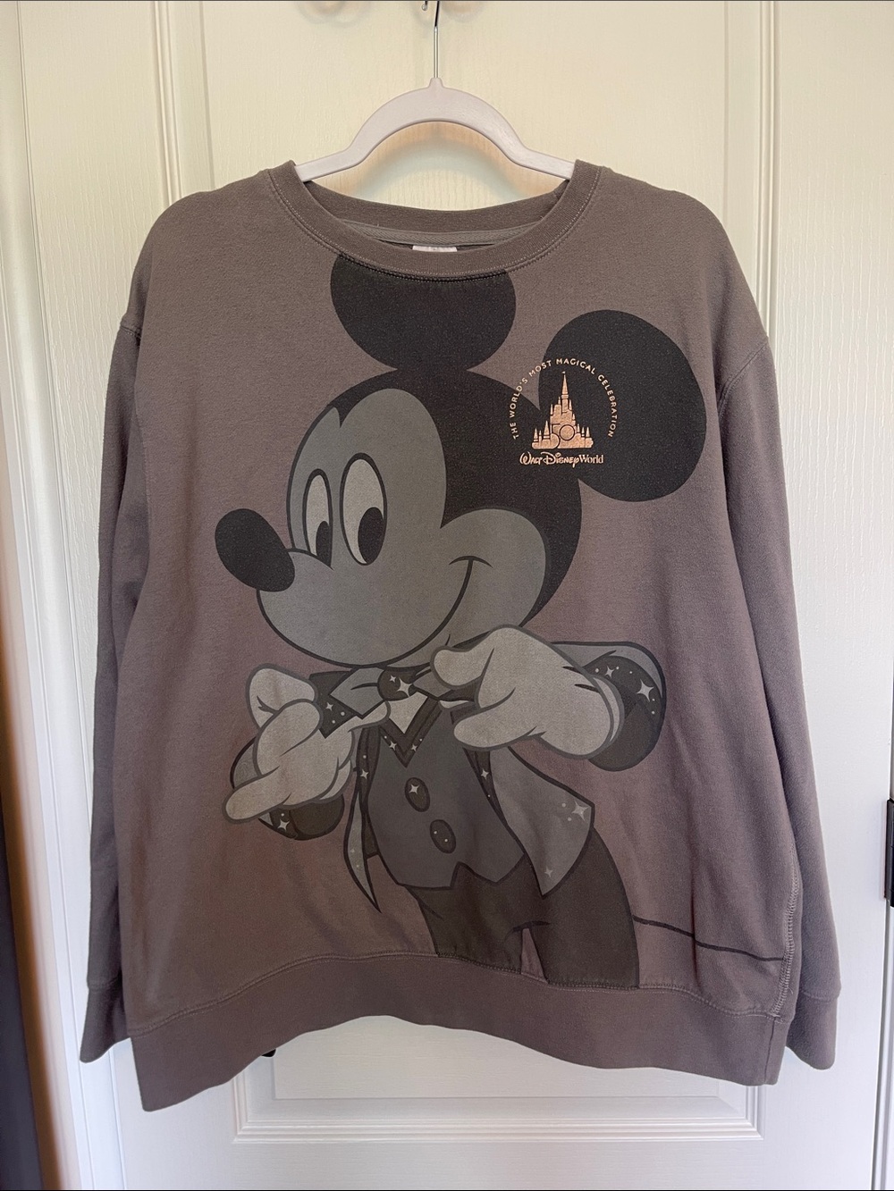 Disney Gray Crewneck Sweatshirt with Mickey Graphic